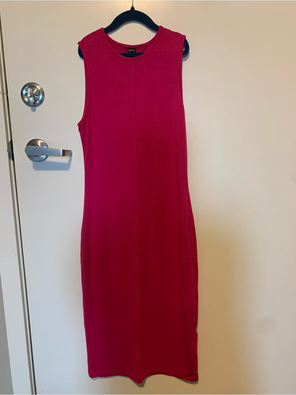 SHEIN Hot Pink Tight Midi Dress